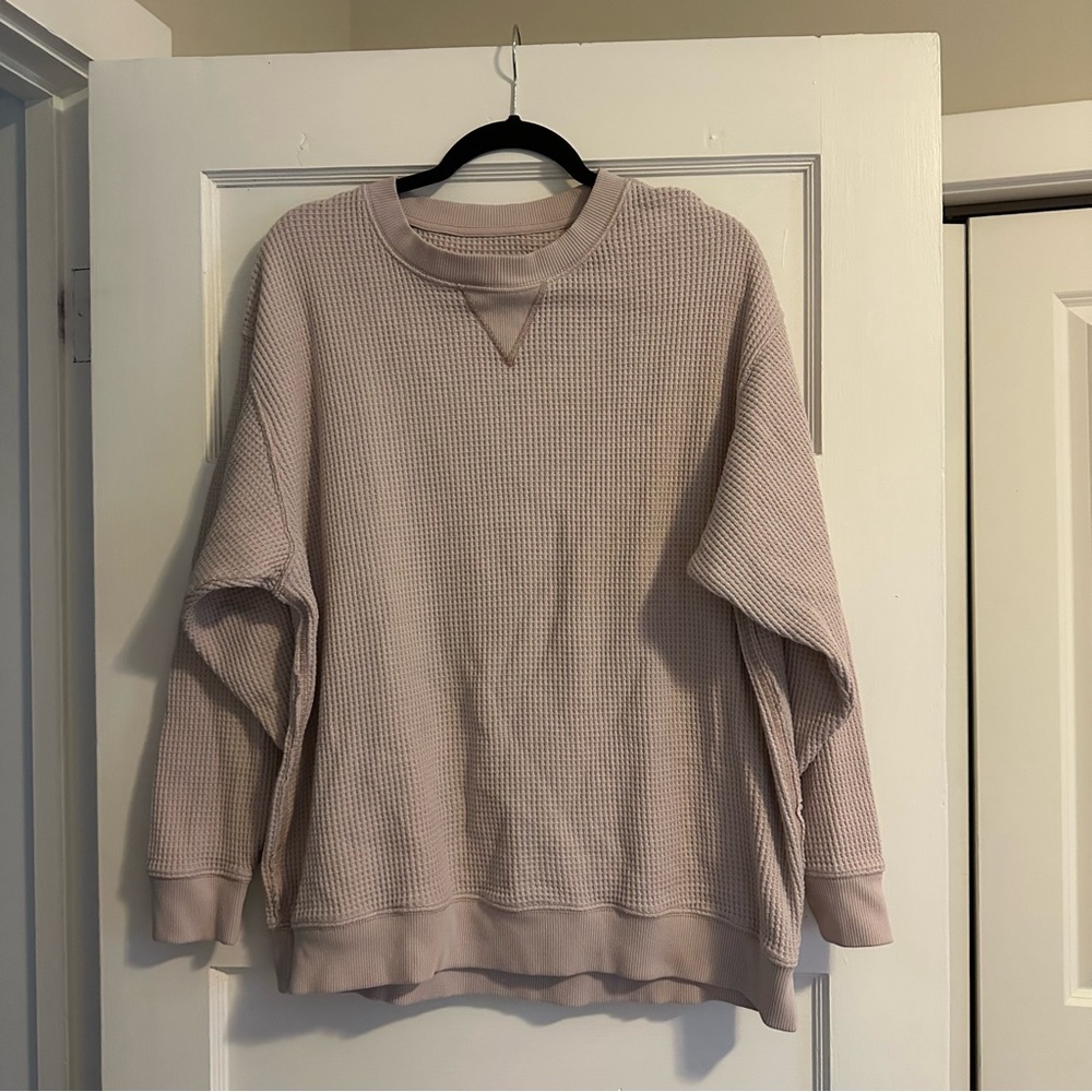 Aerie waffle knit sweater oversized bump friendly
